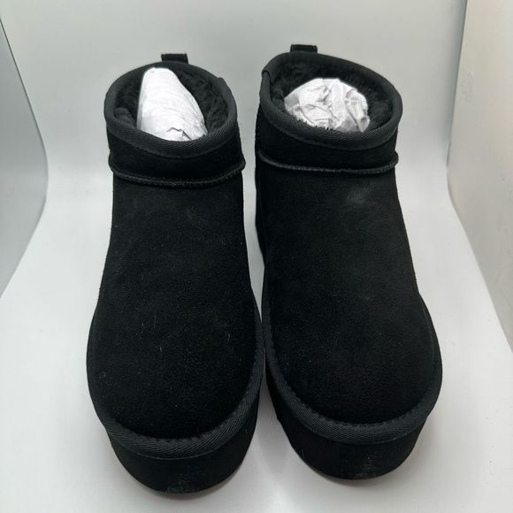 CUSHIONAIRE Women's Genuine Suede pull platform boot +Memory Foam 7.5 BLACK - Picture 2 of 7